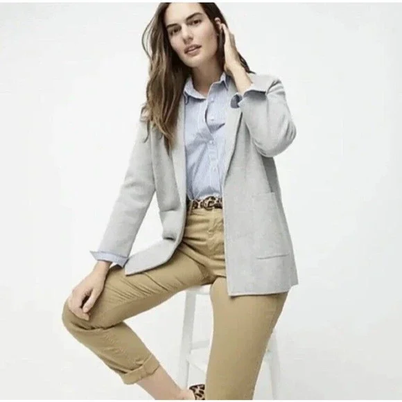 NEW Sophie Open Front Sweater Blazer In Heather Gray Merino